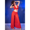 Chilirose - Cr 4857 Ensemble Haut Et Pantalon Rouge Taille M